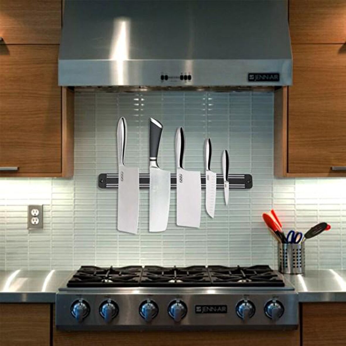 Mıknatıslı Paslanmaz Duvar Bıçak Askısı Standı 33 Cm  Aparat